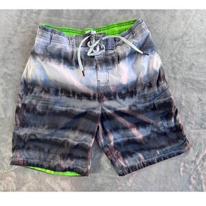 Speedo Swim Trunks Mens M Gray Neon Beach Surf Athletic Y2K Swimwear Shorts